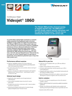 Videojet® 1860 Specification Sheet