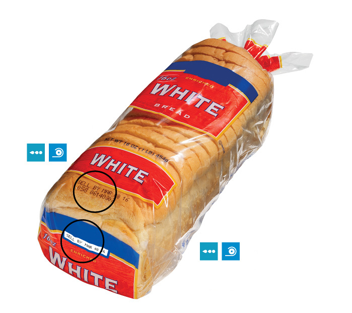 Sell by date printing on bread bag 