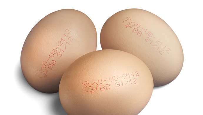 Inkjet printing on eggs 