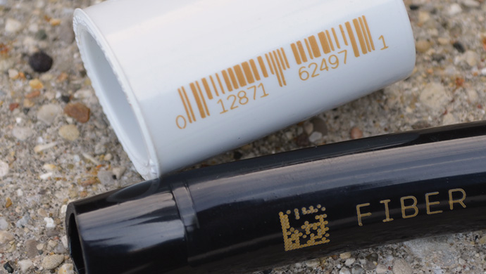 Print barcodes on plastic extrusion