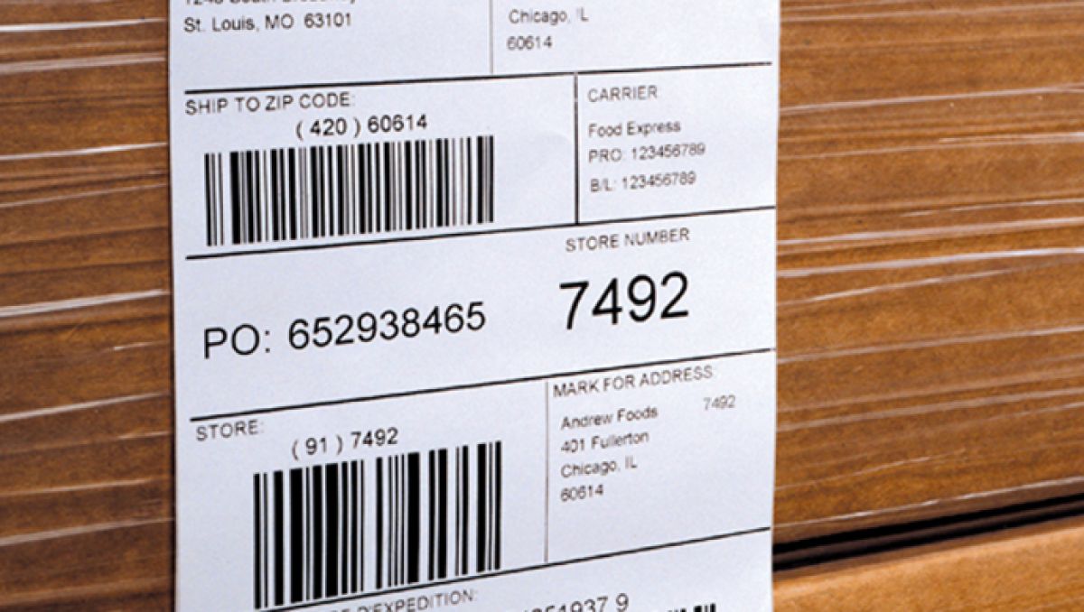 Automatisch etiketteren van pallets.