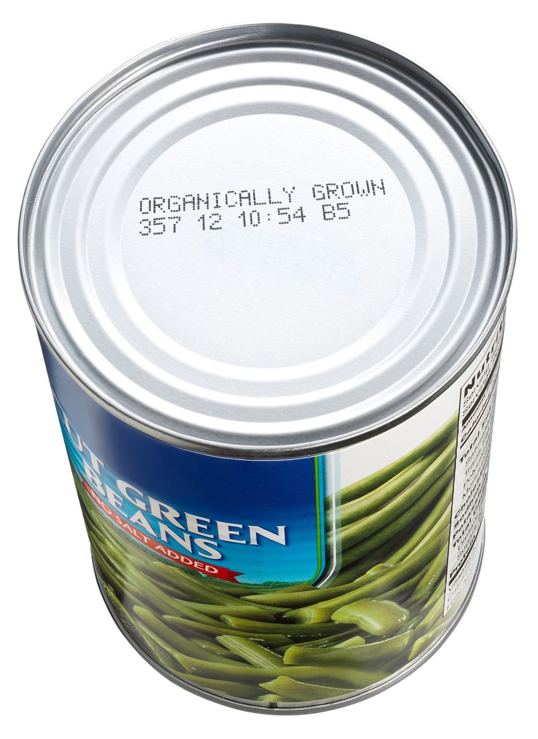 Batch code marked onto tin of green beans using inkjet
