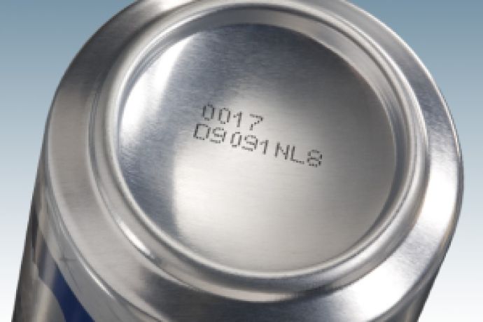 産業用インクジェットプリンタによる缶へのロット番号の印字