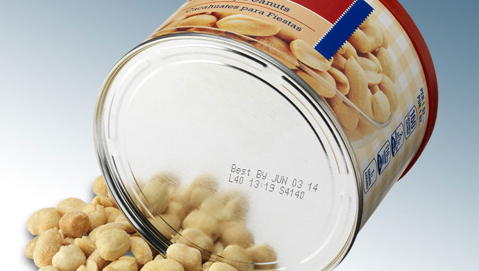 ピーナッツ缶の底に賞味期限を印字