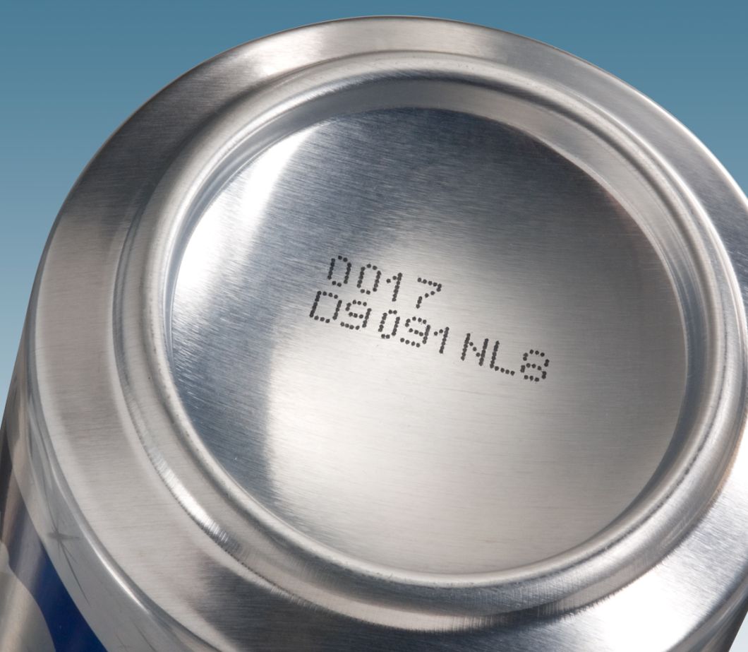金属缶へ産業用インクジェットプリンタでロット番号を印字