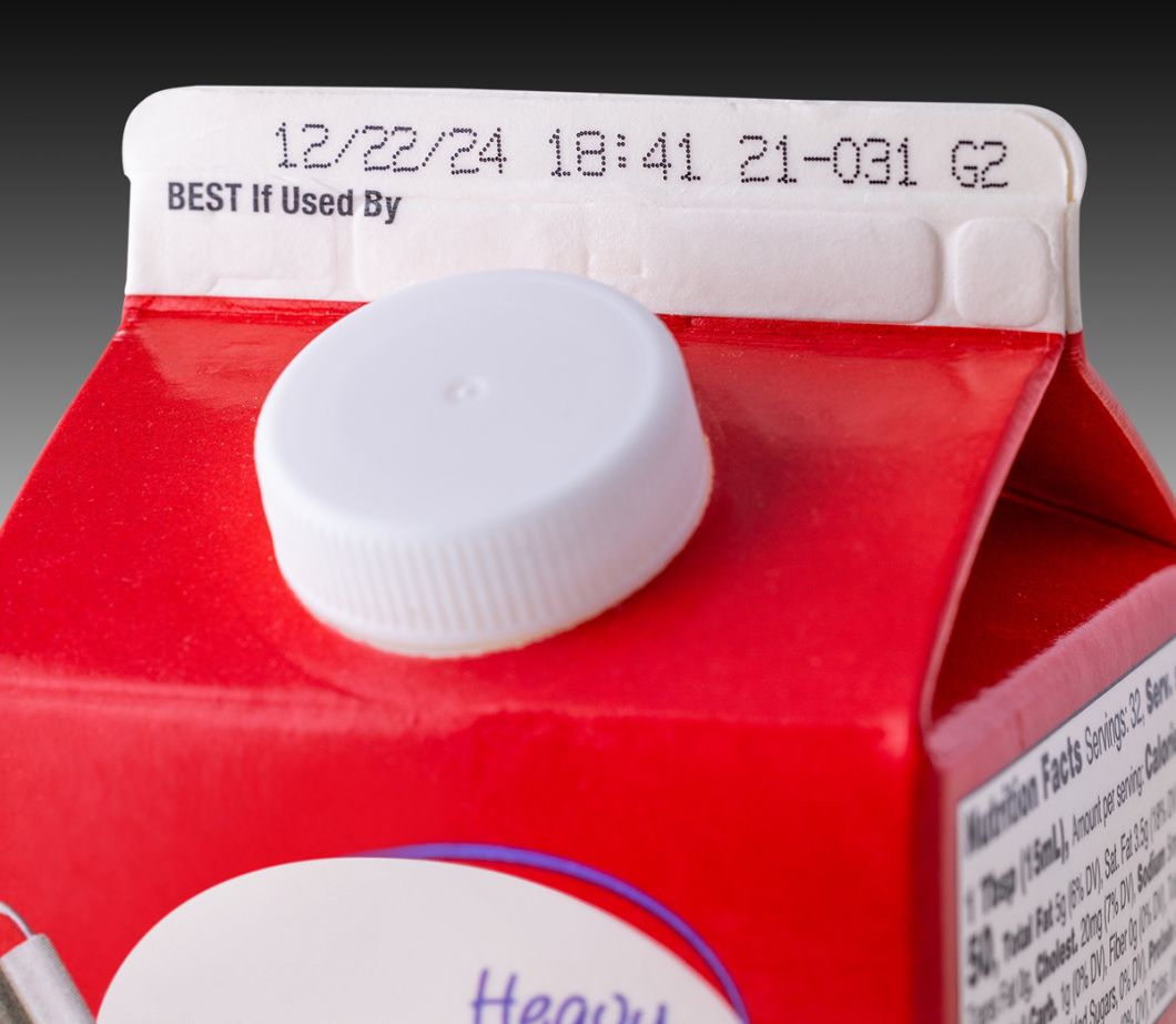 Variable data on the top of a drinks carton, printed by a high speed inkjet