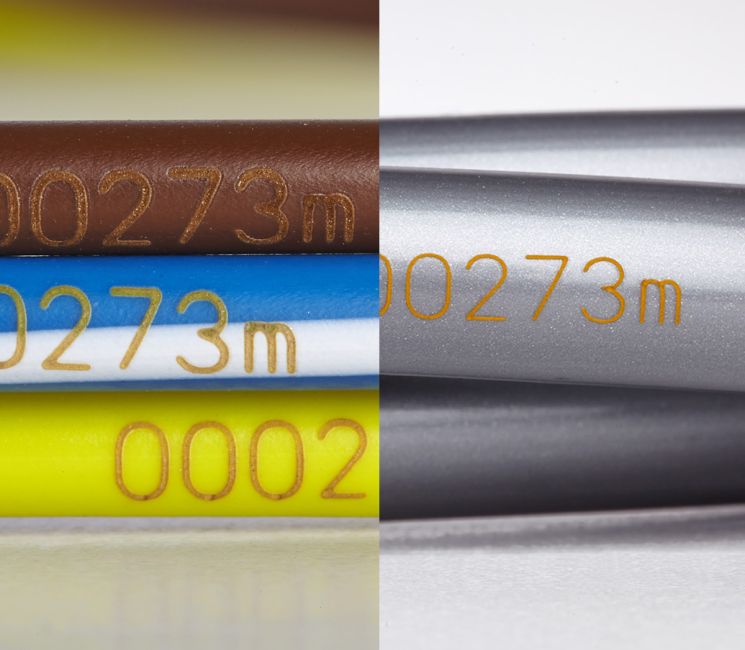 laser engraving on plastic wire cables