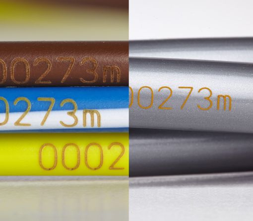 Laser marking on extruded wire and cable