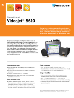 Videojet 8610 Specification Sheet