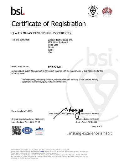 Zertifikat Qualitätsmanagementsystem nach DIN EN ISO 9001