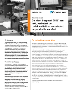 De klant bespaart 78%* aan inkt, verbetert de codekwaliteit en vermindert herproductie en afval