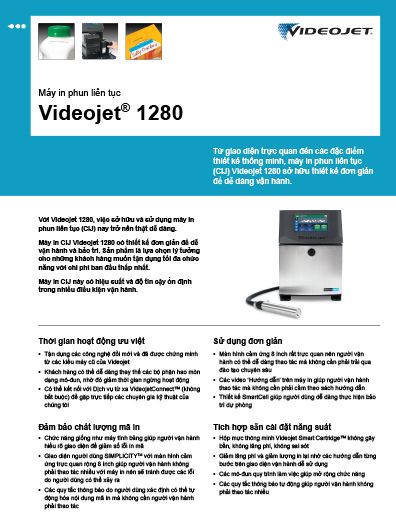 Videojet 1280 Specification Sheet